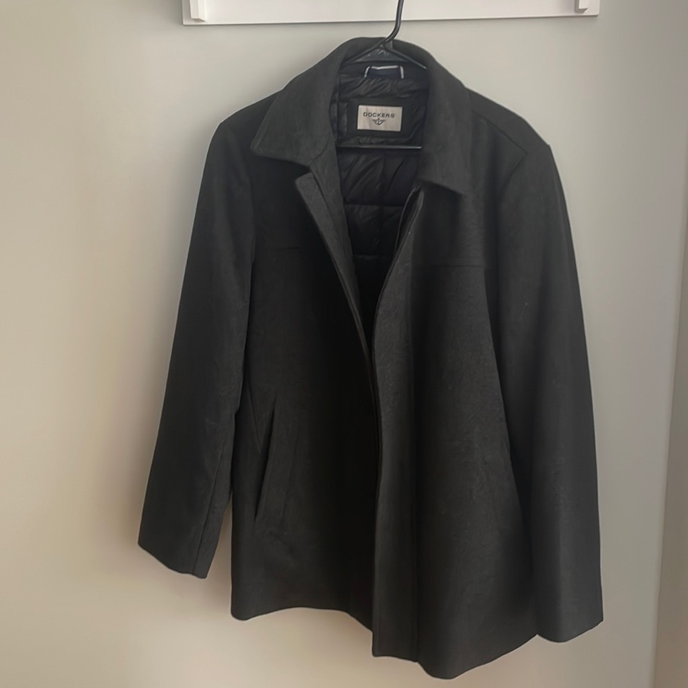 Dockers jacket, size small, charcoal gray